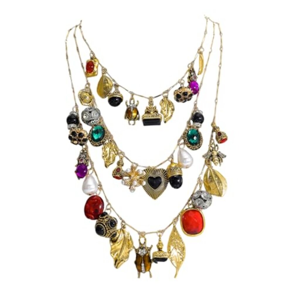 Vintage 3-Layered Pendant Charm Necklace for Women